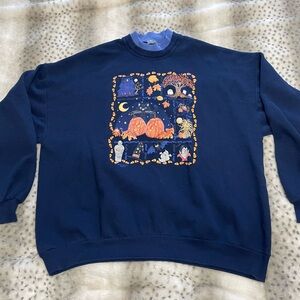 Vintage Morning Sun Halloween Sweatshirt Navy Pumpkins Spooky